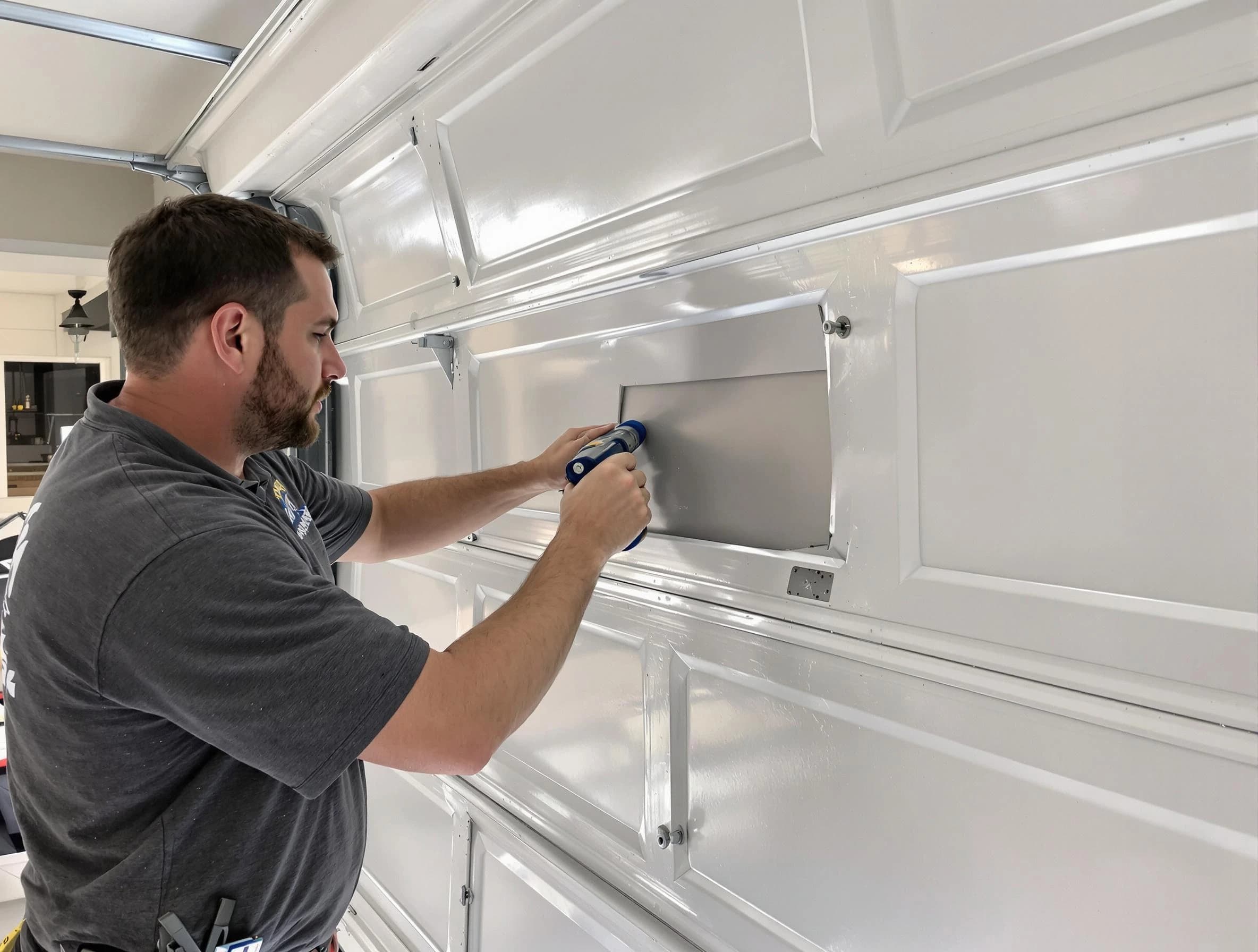 Garage door panel repair by Midlothian Garage Door Repair in Midlothian