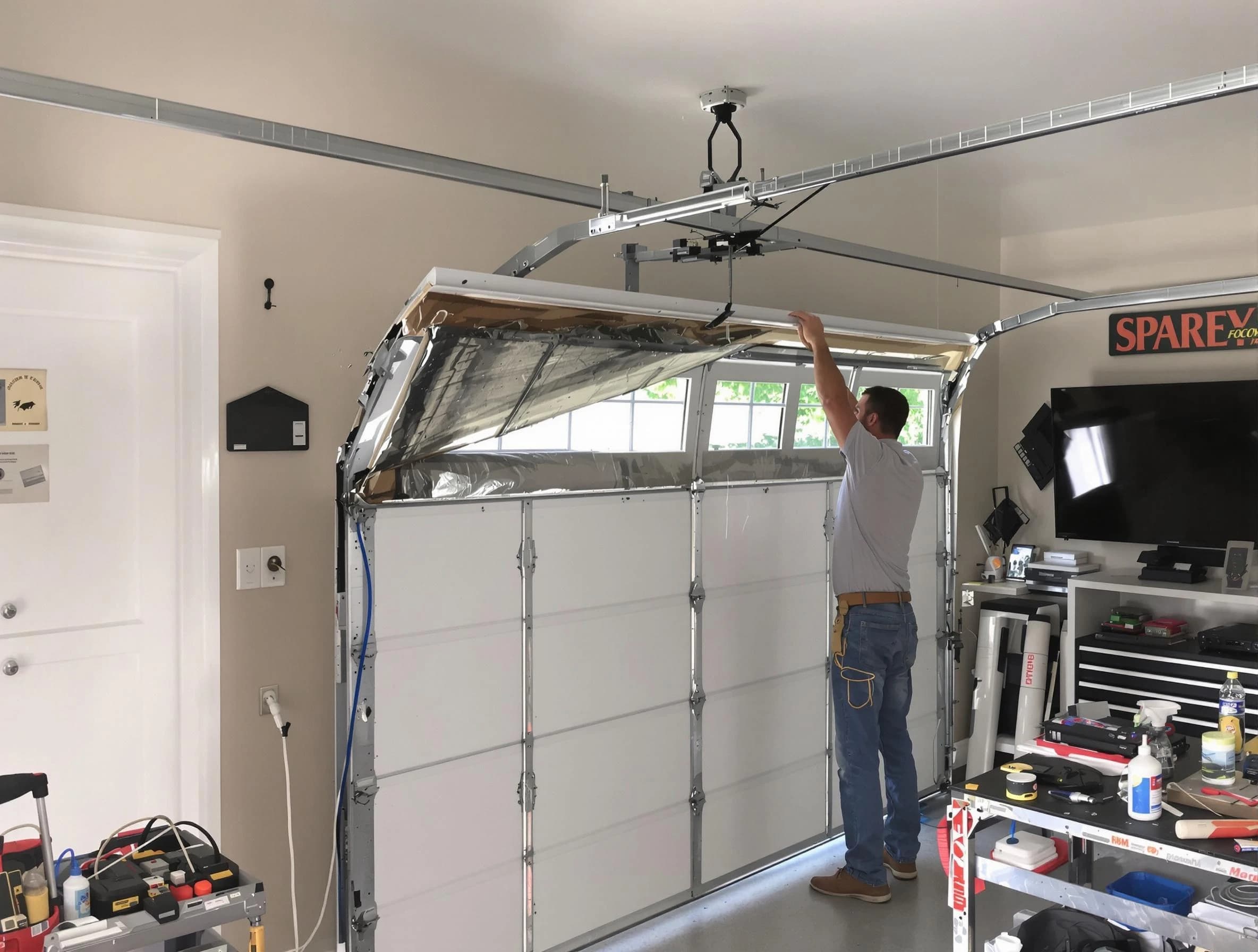 Garage door section replacement by Midlothian Garage Door Repair in Midlothian