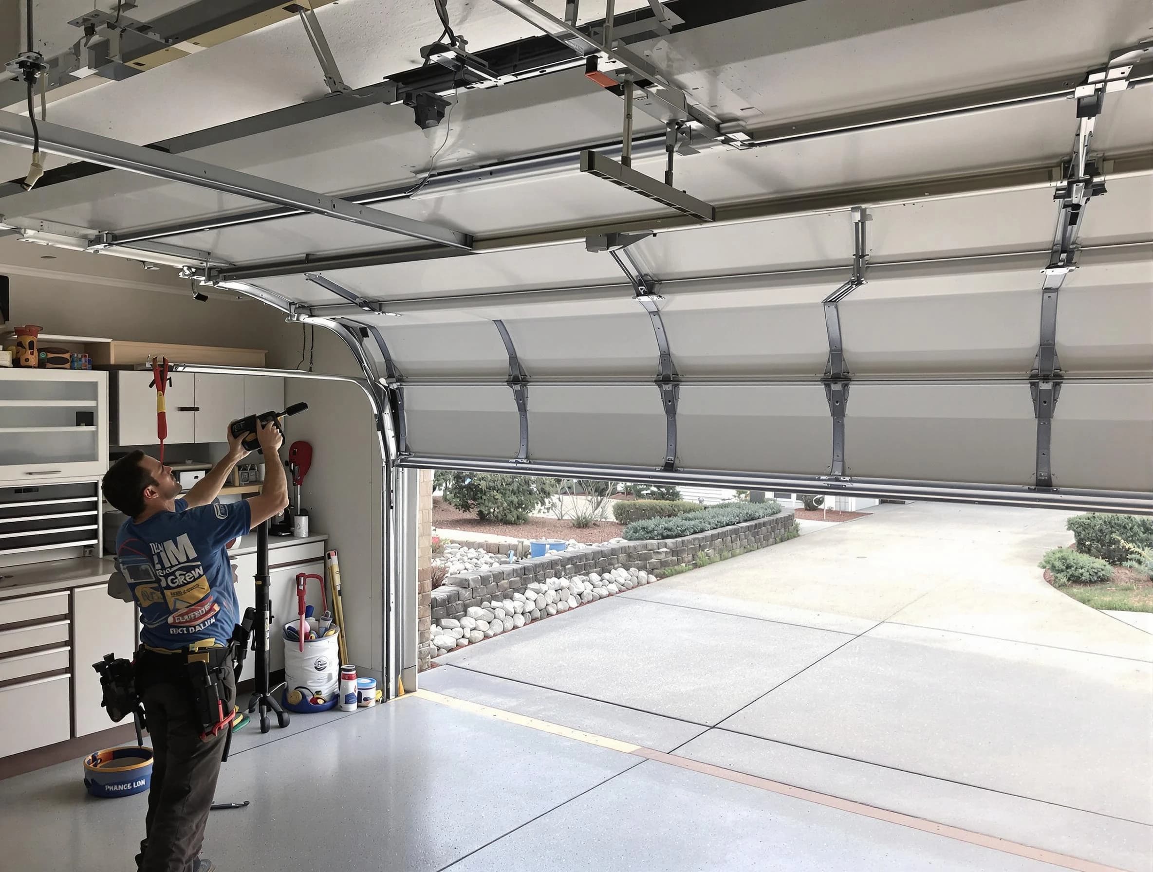 Garage door track repair service by Midlothian Garage Door Repair in Midlothian