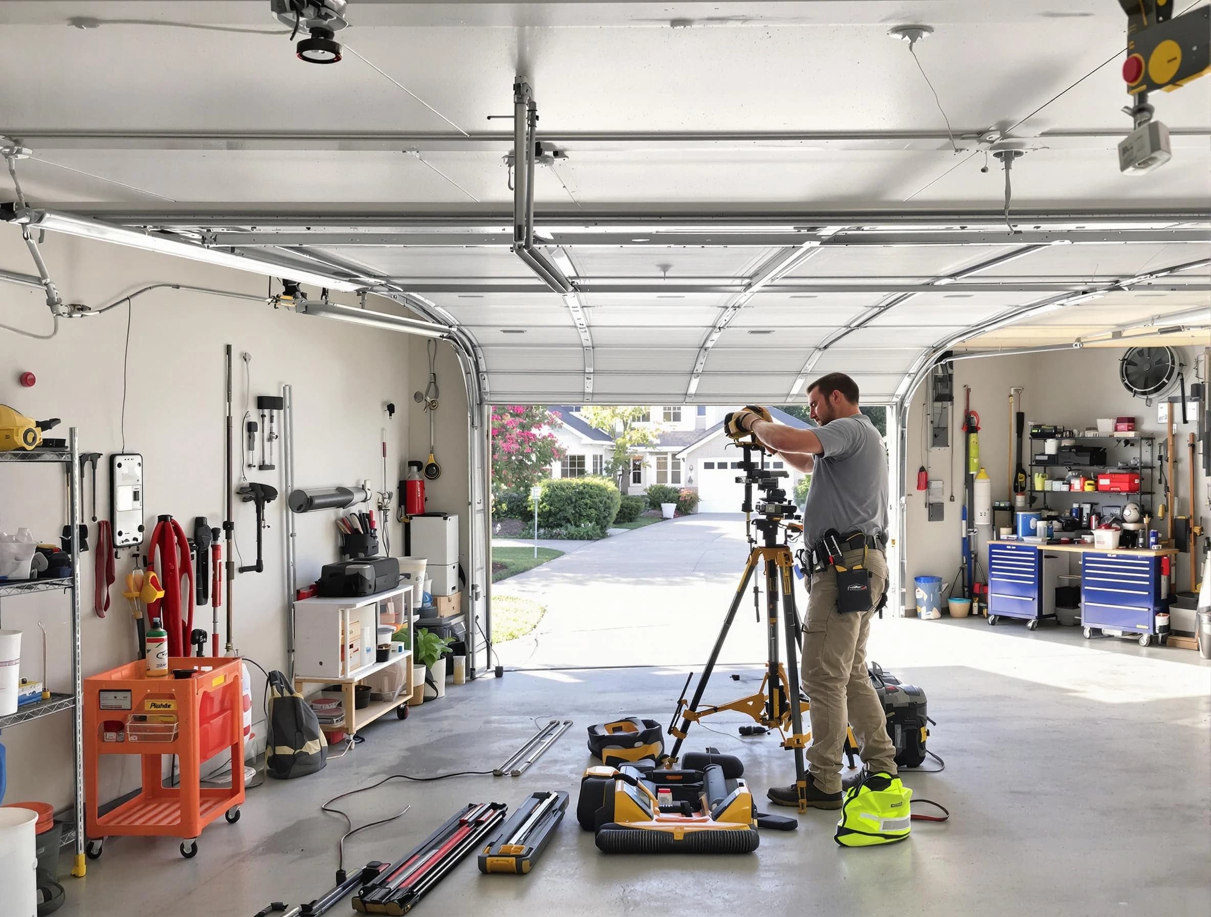 Midlothian Garage Door Repair specialist performing laser-guided track alignment in Midlothian