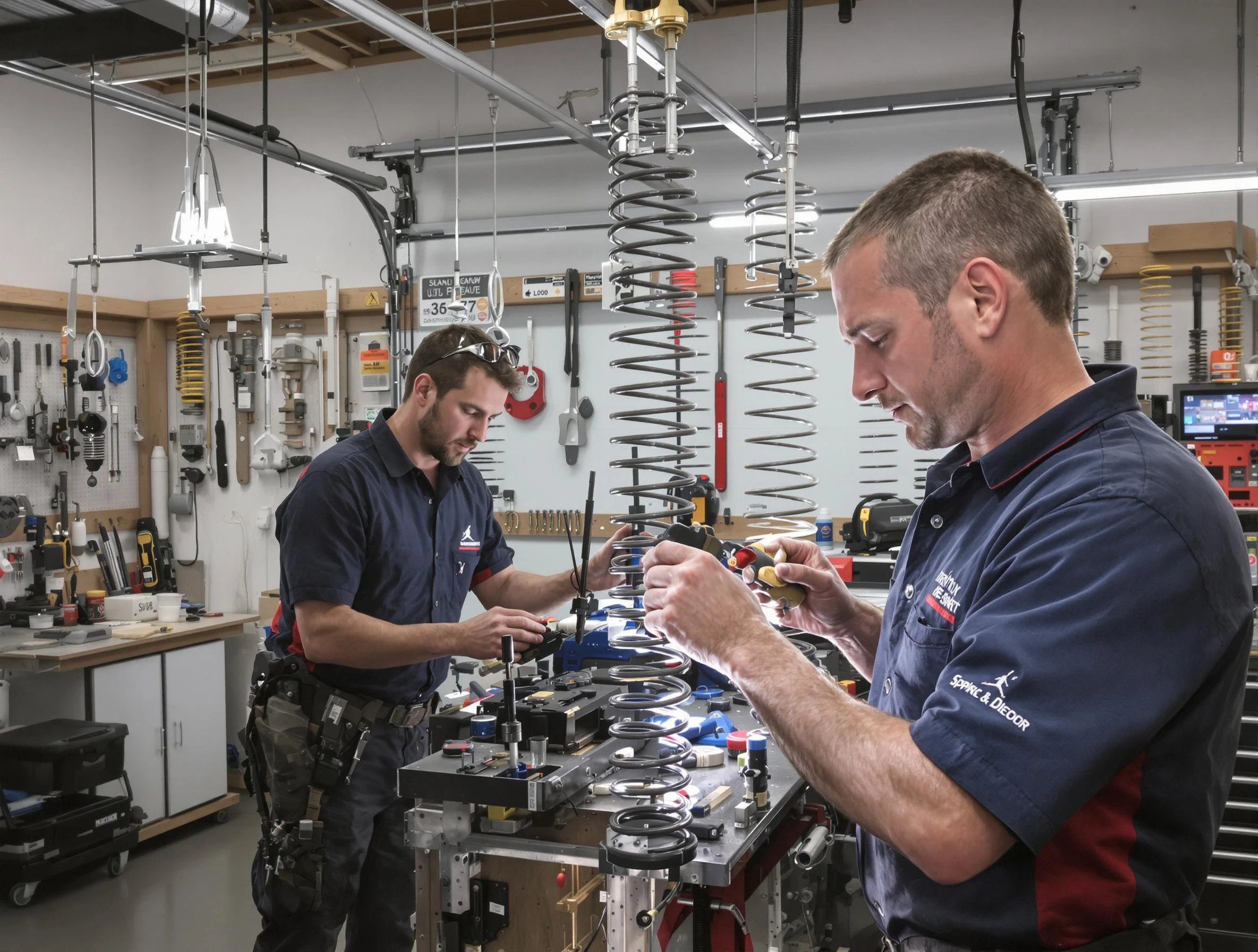 Garage door spring repair service by Midlothian Garage Door Repair in Midlothian